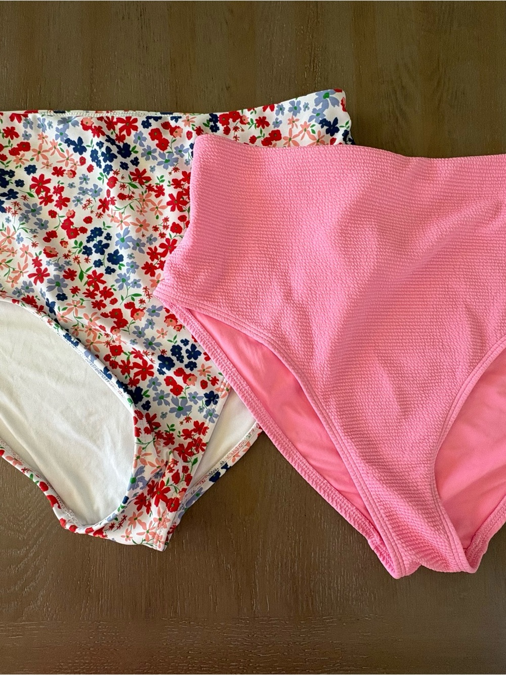 Old Navy Pink High-Waist Bikini Bottoms & Floral Pair